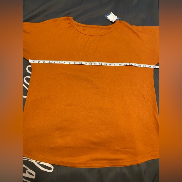 Shewin Burnt Orange Top With Leopard & Sparkly Sleeves NWT XXL. - Picture 6 of 6